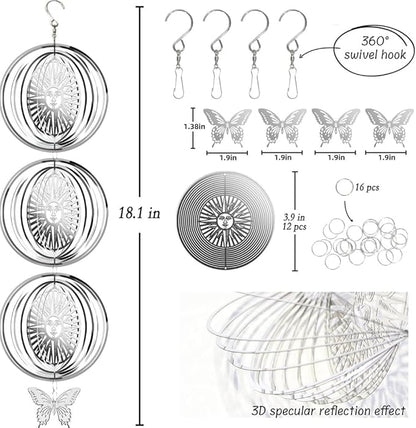 12PCS Bird Deterrents for Outside Patio, Stainless Steel Bird Reflectors to Keep Birds Away, Woodpecker Deterrent for House，Bird Scare Devices to Keep Pigeons Away from Your Garden (Sun face)