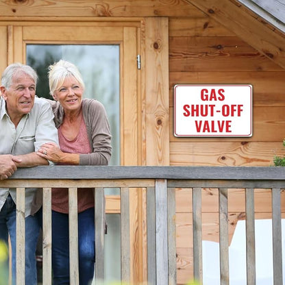 2pcs Gas Shut Off Sign - 12 x 8 inch Metal Aaluminum Emergency Shut-Off Sign for Patio, Outside, Inside, Outdoor, UV Protected & Weatherproof