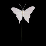 Cartanfill- Feather Fake Butterfly Balcony Decoration, Wedding Home Flower Pot Christmas Valentine's Day Fairy Garden Fairy Garden Supplies, White, 12pcs Wire