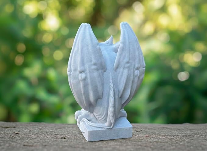 OLOMA Concrete Gargoyle Outdoor Statue Gothic Garden Accent Sculpture Neutral Stone Finish Decorative Mythical Figure Resin Coated Weather Resistant Accent for Entryway Patio Yard
