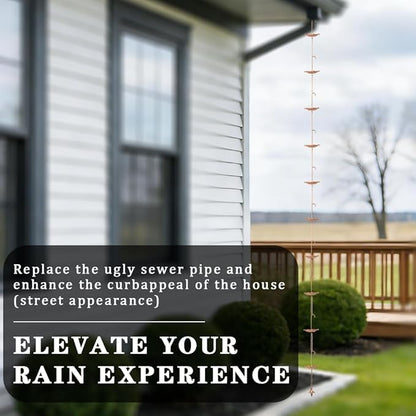 8.5FT Rain Chains with 10 Umbrella Rain Chain Cups, Rain Catcher for Gutters, Decorative Copper Rainwater Diverter Rain Chimes for Garden Decor, Replacement for Outside Gutter Downspouts in Spring