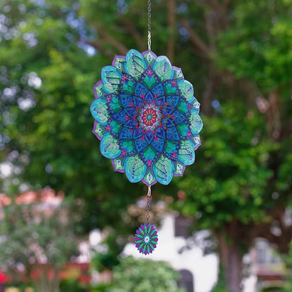 DREAMYSOUL Peacock Hanging Wind Spinners 12 Inch Laser Cut Stainless Steel Wind Spinners for Yard and Garden 3D Outdoor Wind Spinner Peacock Decor Ornaments