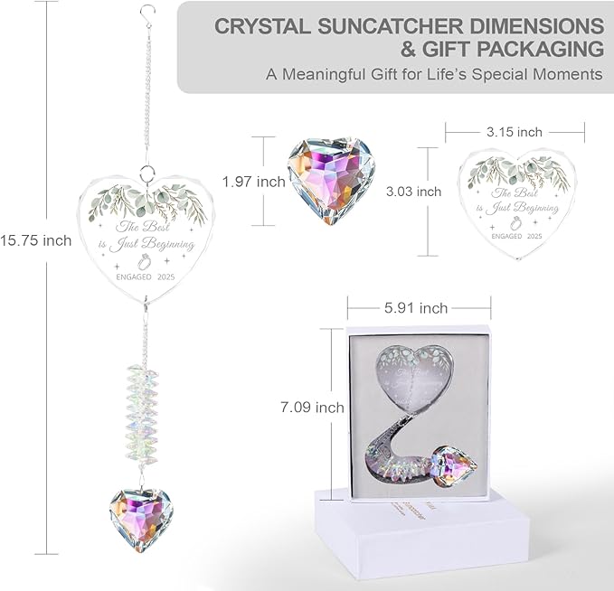 Engagement Gifts for Couples,Crystal Suncatcher for Newly Engaged,Happy Gift for Her,Engagement Gifts for Women,Friends Just Engaged Glass Ornament 2025