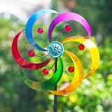 DREAMYSOUL Wind Spinners Outdoor, 10" Dia Metal Pinwheels for Yard and Garden, Kinetic Wind Sculptures & Spinner Outside (Colorful with Ruby)