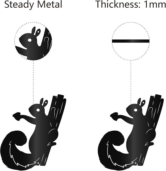 CREATCABIN Metal Squirrel Wall Decor Black Wall Decor Animal Sculptures Wall Hanging Decor Squirrel on Tree Branch Wall Art for Home Office Living Room Bedroom Indoor Outdoor Decoration 11.8x10Inch