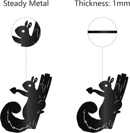 CREATCABIN Metal Squirrel Wall Decor Black Wall Decor Animal Sculptures Wall Hanging Decor Squirrel on Tree Branch Wall Art for Home Office Living Room Bedroom Indoor Outdoor Decoration 11.8x10Inch