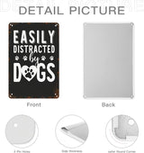 Vintage Tin Signs For Best Dog Owner Easily Distracted by Dogs for Room,Patio,Office,Yard & More Retro Metal Wall Decor,8x12 Inch Funny Quotes & Gothic Designs