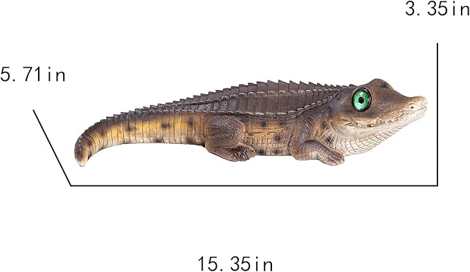Resin Solar-Powered Crocodile Statue with Glowing Eyes, 15.35 x 5.71 x 3.35 Inches, Outdoor Garden Decor, Animal Theme,Creative Garden Gift