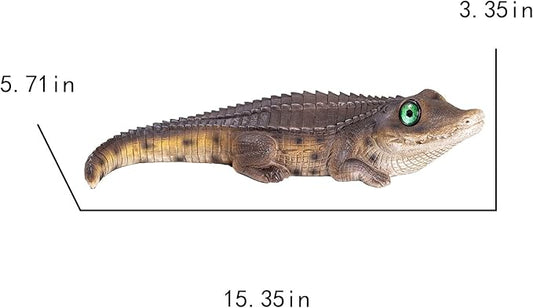 Resin Solar-Powered Crocodile Statue with Glowing Eyes, 15.35 x 5.71 x 3.35 Inches, Outdoor Garden Decor, Animal Theme,Creative Garden Gift