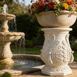 Decorative Roman Column Pedestal, English Rosette Indoor Outdoor Sculptural Garden Plinth Base Statue Riser, Weatherproof Sturdiness Plinth Base Statue Riser for Statues, Flower Pots, Decor, Cast Stone Resin (1458)