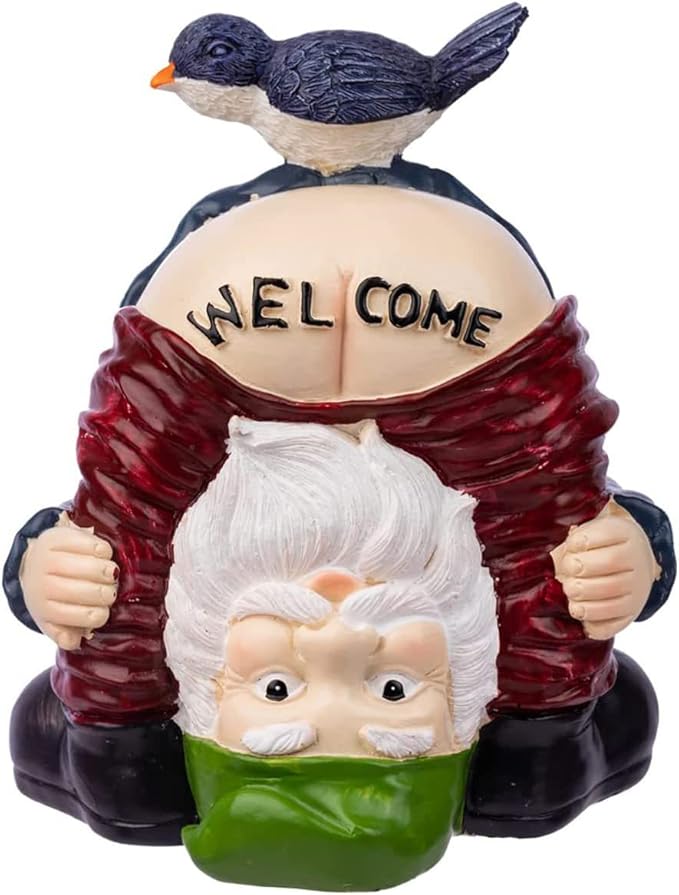 Garden Gnomes Outdoor Funny Welcome Gnomes Statue Garden Gnome Figurine for Lawn Patio Yard Decoration(Welcome)