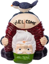 Garden Gnomes Outdoor Funny Welcome Gnomes Statue Garden Gnome Figurine for Lawn Patio Yard Decoration(Welcome)