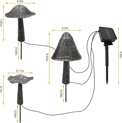 SRNPMIU Solar Lights Outdoor Decor, Solar Metal Mushroom Yard Decorations Outdoor, IP65 Waterproof Garden Decor, Gifts for Women Mom, for Yard Patio Lawn Pathway Landscape