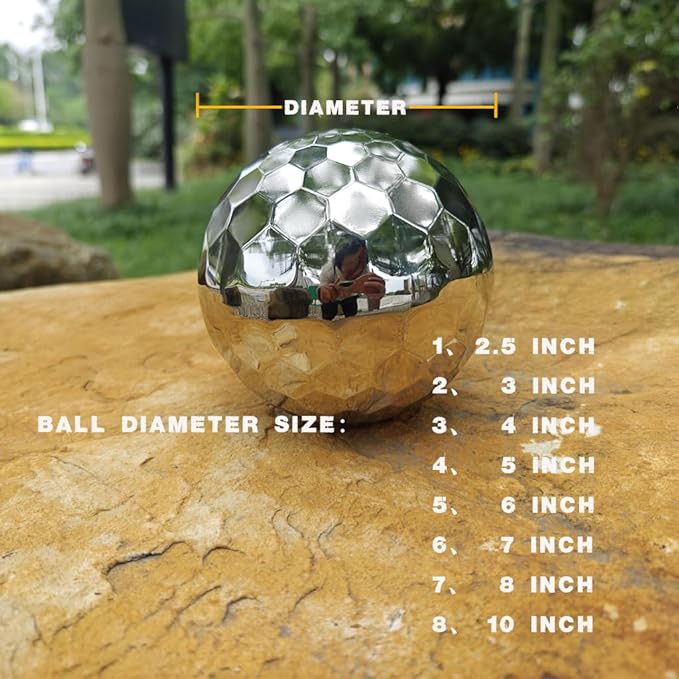 304 Stainless Steel Gazing Ball Sculptures Diamond Ball Decoration Mirror Hollow Decor Ball Reflective Garden Sphere Hollow Metal Ball Ornament Statues Gazing Globe for Home Garden (8 inch)