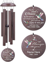 Sympathy Wind Chimes, 36inch Personalized Hummingbird Wind Chime, Memorial Gifts for Loss of Loved One, Wind Chimes in Loving Memory of Dad/Mom (Produced in USA)