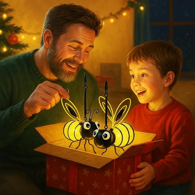 Solar Bee Lights Outdoor – Hanging Metal Bee Lights with Hook, Waterproof Garden Decorations for Yard, Patio & Trees, Winter Holiday Gifts & Outdoor Décor for Women & Kids (Gold-1PC)