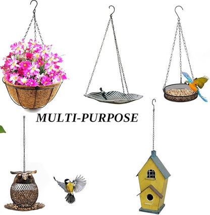 ROYHOO 12PCS 9.5 Inch Black Hanging Chains with 12pcs Ceiling Hooks, Garden Plant Hangers for Hanging Bird Feeders, Billboards, Chalkboards, Basket, Planters, Lanterns, Wind Chimes