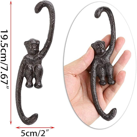 OwnMy Set of 4 Heavy Duty Cast Iron S Monkey Hooks - 8 Inch Decorative Metal Hanging Hooks S Shaped Hanging Brackets for Garden, Indoor Outdoor Home Decor
