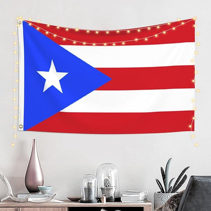 Puerto Rico Puerto Rican Flag Tapestry 3x5 FT for Outdoor Puerto Rican National Flags with 2 Brass Grommets for Yard House Garden Decor Vivid Color Durable Polyester（Blue）