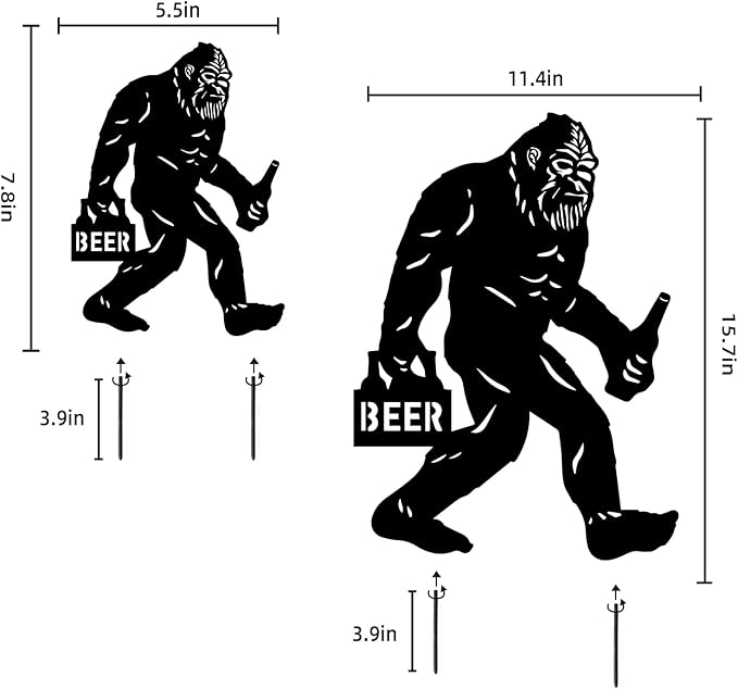LHEARTMIC Bigfoot Metal Decorative Garden Stakes Big Foot Sasquatch Gifts for Women Men Bigfoot Silhouette Statues Outdside for Garden Decor, Yard Art, Lawn, Backyard, Pathway, Forests, Walkway