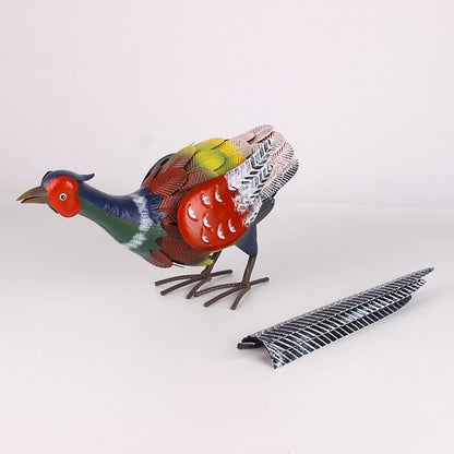 Metal Pheasant Sculpture Animal Yard Art Iron Artwork 68x18x20cm Realistic Outdoor Decoration for Patio Backyard Pond Sturdy