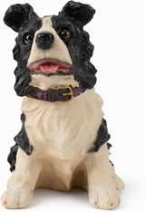 Tuxedo Border Collie Statues Outdoor Decorative, Dog Memorial Statue for Yard Lawn Patio Porch, Garden Pet Grave Marker Figures,