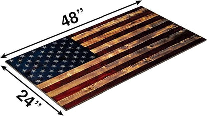 BackYardGamesUSA Rustic American Flag Wall Art Decor 24x48 – Patriotic Wood Wall Decor, All Weather Indoor Outdoor Wall Hanging for Living Room, Garage, Patio, Office