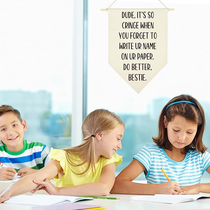 Funny High Middle School Hanging Pennant Flag Humorous Math English Science Social Studies Classroom Hanging Flag Fun Homeschool Wall Decor