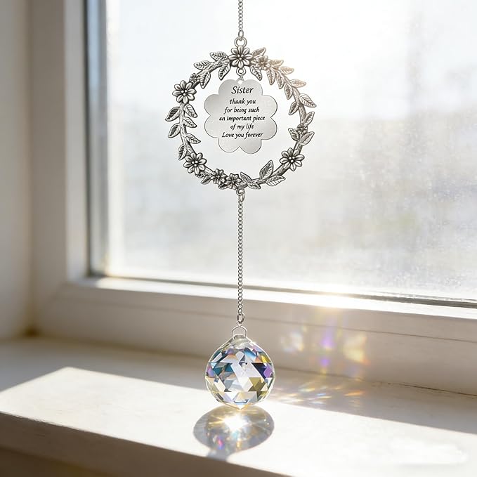 Thank You Gifts for Sister, Suncatcher Birthday for Sister Women, Sun Catcher Gifts for Sister Christmas Birthday Thanksgiving