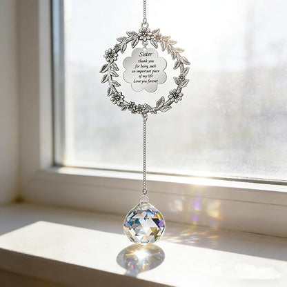 Thank You Gifts for Sister, Suncatcher Birthday for Sister Women, Sun Catcher Gifts for Sister Christmas Birthday Thanksgiving