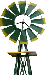 HomGarden 8' Ornametal Windmill Garden Yard Decoration Metal Wind Mill Weather Vane Weather Resistant for Home, Backyard, Patio