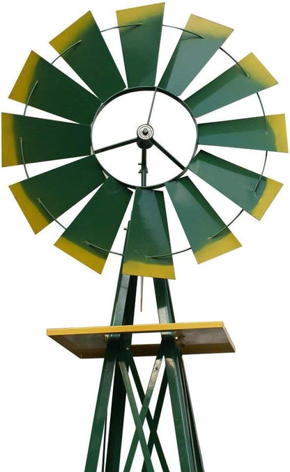 HomGarden 8' Ornametal Windmill Garden Yard Decoration Metal Wind Mill Weather Vane Weather Resistant for Home, Backyard, Patio