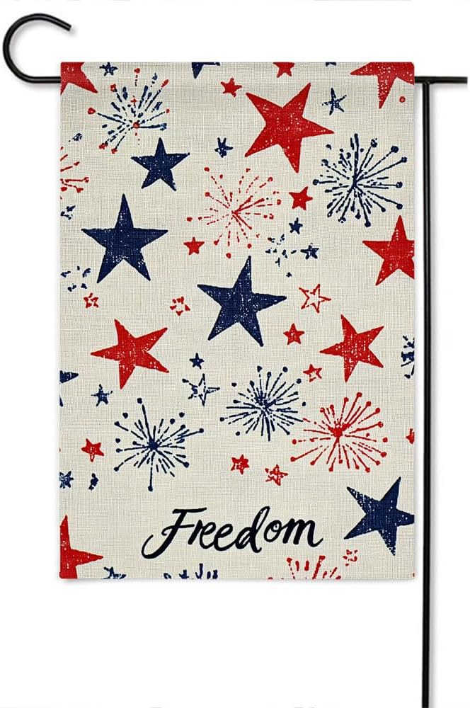 Gkyygk Patriotic Freedom Stars Garden Flag 12x18 Double Sided Banners Yard Flag Welcome Seasonal Farmhouse Yard Outside Decoration