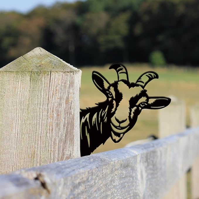SUPERDANT Metal Goat Garden Decor for Outside Peeping Animals Yard Stakes for Decorations Outdoor Statues Iron Art Stake Decorative Silhouette Lawn Ornament Patio Porch Farmhouse Decoration Gifts
