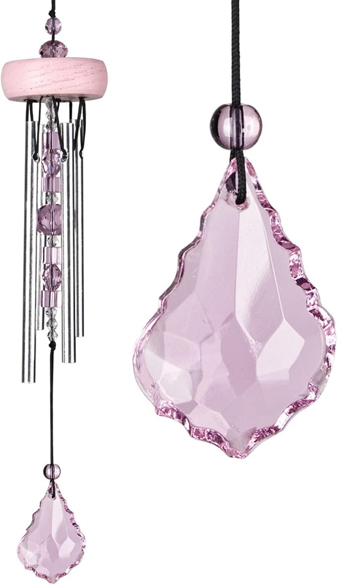 Woodstock Chimes Signature Collection, Gem Drop Chime, 10'' Rose Décor Designs - Small Chimes Wind Chimes for Outdoor, Patio, Home or Garden Décor (GEMRO)