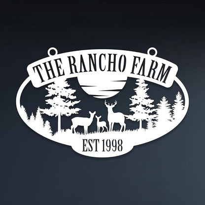 Personalized Metal Farm Sign, Customized Family Name Ranch Sign, Large Last Name Sign for Farmhouse Decoration, Outdoor Farm Wall Art, Welcome Sign, Entrance Gate Sign, Farm Lovers Gift, Garden Decor
