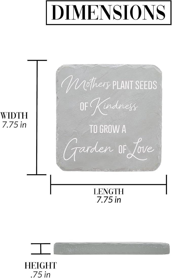 Pavilion Gift Company 25317 Mother's 7.75" x 7.75" Garden Stone, Light Gray, White