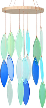 Wenqik Seaglass Wind Chimes Handcrafted Shell Wind Chimes Coastal Outdoor Decor for Indoor Outdoors Garden Home Housewarming Decor Beach Holiday Summer Women Gift, 26 Inch