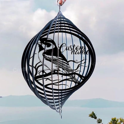 Personalized Sparrow Metal Wind Spinner, Custom Outdoor Ornament for Yard Display, Kinetic Bird Sculpture, Nature Gift (Sparrow Garden Wind Spinner)