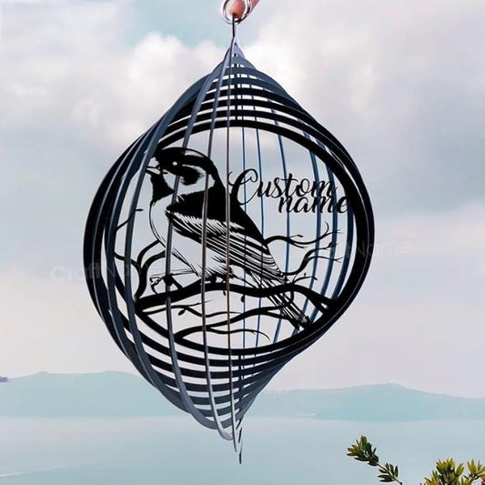Personalized Sparrow Metal Wind Spinner, Custom Outdoor Ornament for Yard Display, Kinetic Bird Sculpture, Nature Gift (Sparrow Garden Wind Spinner)