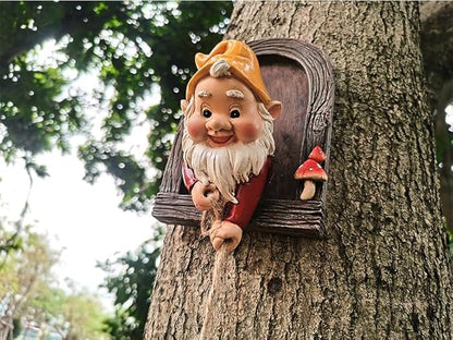 Climbing Gnomes Tree Decor - Cute Gnome Garden Statue Art Resin Dwarf Sculpture for Yard Outdoor Decoration Ornaments