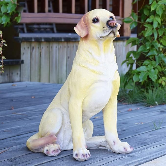 Garden Statue Animal Sculpture Outdoor Decor Gift Outdoor Statues Courtyard Resin Decoration Outdoor Garden Simulation Animal Statue Living Room Corridor Dog Sculpture(34 * 25 * 47cm)