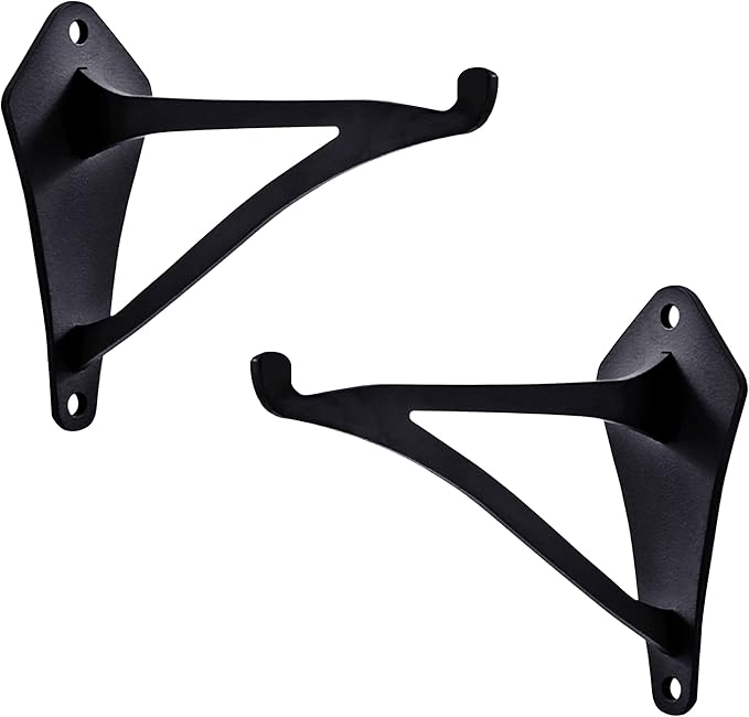 2 Pcs 6-Inch Iron Brackets Wall Hanging Planters, Iron Hangers for Outdoor Birds Feeders, Laterns, Solar Light Decorative Brackets (Screws Included, Black)