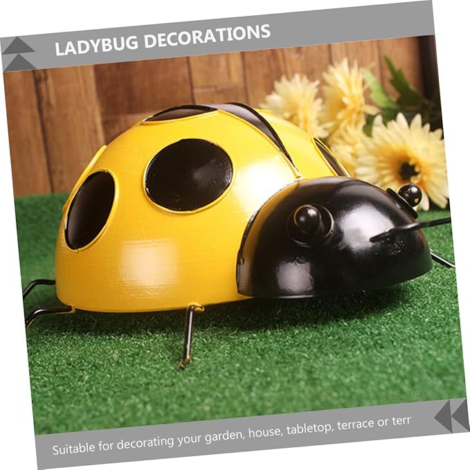 LIOOBO 3pcs Garden Ladybug Decorations Iron Ladybug Ornament Simulated Decors for Room Decor