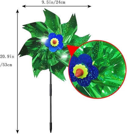 Sparkly Reflective Pinwheels with Stakes, Colorful Wind Spinners Outdoor Bird Scare Devices, Foil Pin Wheel Holographic Whirl Windmill for Yard Garden Decor Garden Wind Spinner 6 Packs