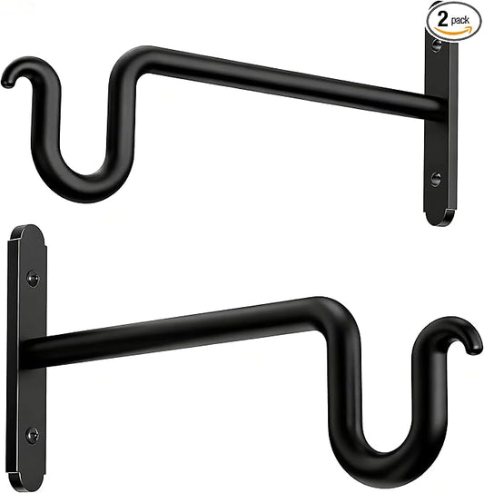 6 Inch Hanging Plant Brackets - 2 Pack Plant Hook for Hanging Plants, Plant Hanger for Hanging Bird Feeders, Flower Baskets, Wind Chimes, Lanterns, Indoor or Outdoor.