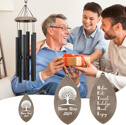 ASTARIN Personalized Happy Retirement Gift, Custom Name Retirement Wind Chimes for Women Men, 35" Large Deep Tone Wind Chime Retire Gifts for Teacher Co-Workers Friends Parents(Produced in USA)