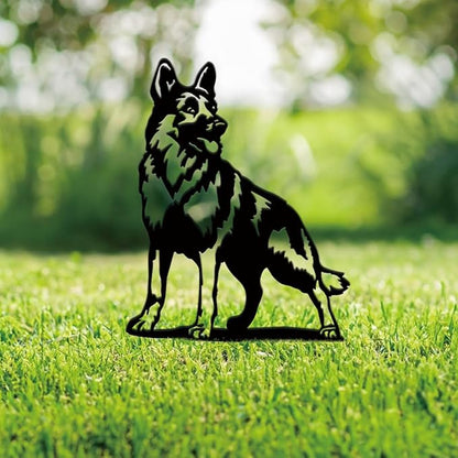 SUPERDANT Metal Dog Garden Decor for Outside Sheepdog Shepherd Yard Stakes for Decorations Outdoor Statues Iron Art Stake Decorative Silhouette Lawn Ornament Patio Porch Farmhouse Decoration Gifts