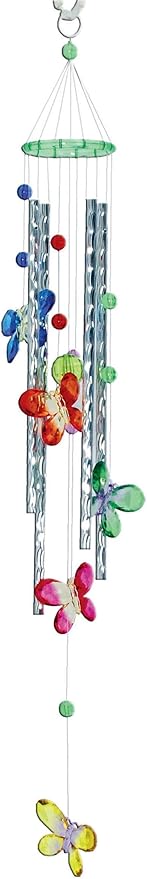 Spoontiques Butterfly Acrylic Wind Chime, Multi - Outdoor Garden Décor - Decorative Chimes for Yard, Garden, Backyard and Patio Decoration