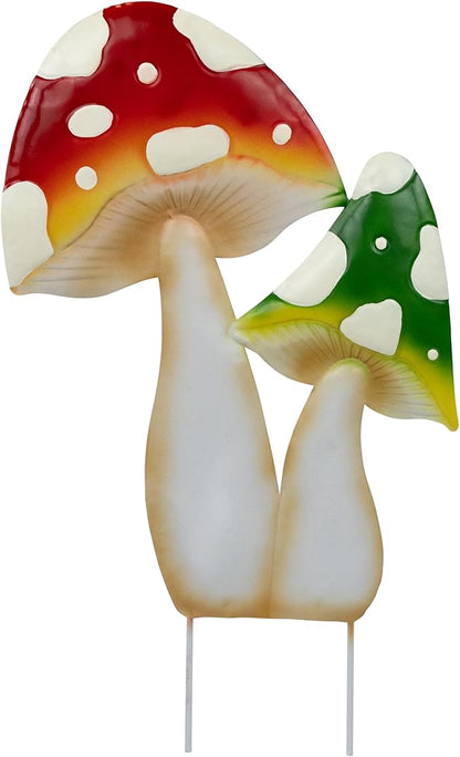 Northlight Double Mushrooms Outdoor Garden Stake - 16" - Red and Green